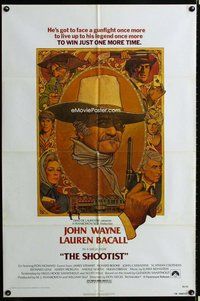 s644 SHOOTIST one-sheet movie poster '76 John Wayne, best Amsel artwork!