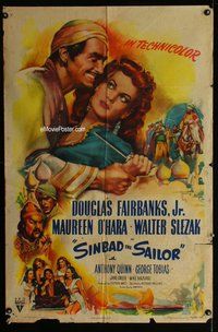 s651 SINBAD THE SAILOR one-sheet movie poster '46 Douglas Fairbanks Jr