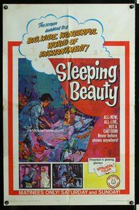 s655 SLEEPING BEAUTY one-sheet movie poster '65 dubbed German version!