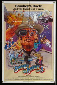 s657 SMOKEY & THE BANDIT 3 one-sheet movie poster '83 Burt Reynolds, Gleason