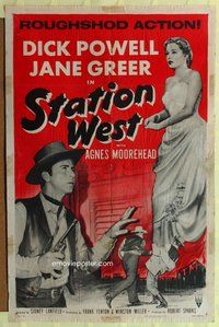 s677 STATION WEST one-sheet movie poster R54 Dick Powell, Jane Greer