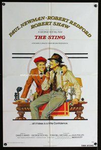 s682 STING one-sheet movie poster '74 Paul Newman, Redford, Amsel art!