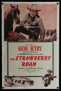 s689 GENE AUTRY stock 1sh '54 Gene Autry playing guitar & riding Champion, Strawberry Roan!