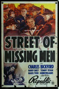 s690 STREET OF MISSING MEN one-sheet movie poster '39 Charles Bickford