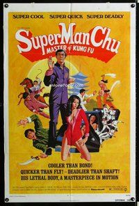 s702 SUPER MAN CHU one-sheet movie poster '73 great kung fu artwork!