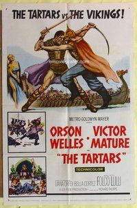 s714 TARTARS one-sheet movie poster '61 Victor Mature, Orson Welles