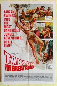 s715 TARZAN & THE GREAT RIVER one-sheet movie poster '67 Mike Henry
