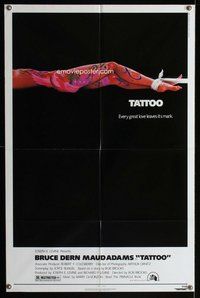 s716 TATTOO one-sheet movie poster '81 Bruce Dern, cool body art image!