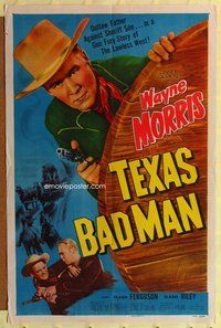 s724 TEXAS BAD MAN one-sheet movie poster '53 Wayne Morris, gun fury!