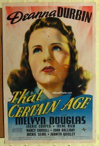 s726 THAT CERTAIN AGE one-sheet movie poster '38 Deanna Durbin close up!