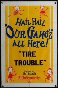s743 TIRE TROUBLE one-sheet movie poster '24 Our Gang, Hal Roach short!