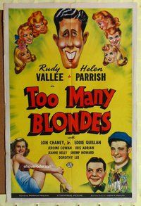 s748 TOO MANY BLONDES one-sheet movie poster '41 Rudy Vallee, Parrish