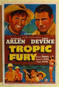 s765 TROPIC FURY one-sheet movie poster '39 Richard Arlen, Andy Devine