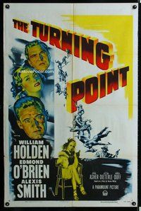 s767 TURNING POINT one-sheet movie poster '52 William Holden, film noir!