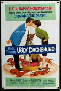 s779 UGLY DACHSHUND one-sheet movie poster '66 Walt Disney, Great Dane!