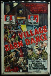 s796 VILLAGE BARN DANCE one-sheet movie poster '40 radio's brightest stars!