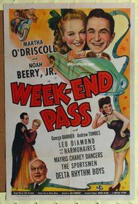 s804 WEEKEND PASS one-sheet movie poster '44 Martha O'Driscoll, Beery Jr.
