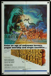 s811 WHEN DINOSAURS RULED THE EARTH one-sheet movie poster '71 sexy savage!