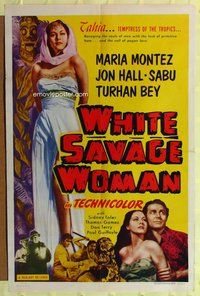 s817 WHITE SAVAGE one-sheet movie poster R53 White Savage Woman!