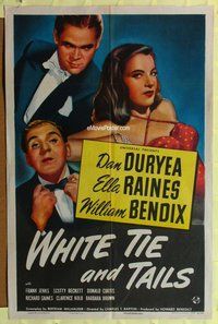 s818 WHITE TIE & TAILS one-sheet movie poster '46 Dan Duryea, Ella Raines