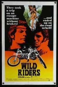 s826 WILD RIDERS one-sheet movie poster '71 bikers on the road to Hell!