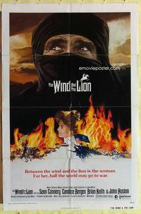 s828 WIND & THE LION one-sheet movie poster '75 Sean Connery, Bergen