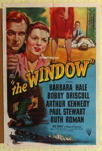 s829 WINDOW one-sheet movie poster '49 film noir, Barbara Hale, Driscoll