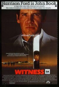 s833 WITNESS int'l one-sheet movie poster '85 Harrison Ford, different image