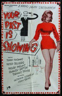s476 YOUR PAST IS SHOWING one-sheet movie poster '57 Terry-Thomas & sexy girl!