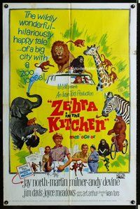 s847 ZEBRA IN THE KITCHEN one-sheet movie poster '65 Jay North & animals!