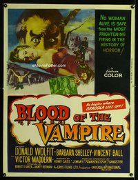t014 BLOOD OF THE VAMPIRE Thirty by Forty movie poster '58 history of horror!