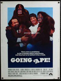 t044 GOING APE Thirty by Forty movie poster '81 Tony Danza, orangutans!
