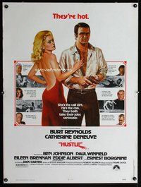 t051 HUSTLE Thirty by Forty movie poster '75 Burt Reynolds, Catherine Deneuve