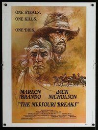 t068 MISSOURI BREAKS Thirty by Forty movie poster '76 Marlon Brando, Nicholson
