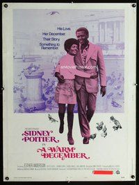 t121 WARM DECEMBER Thirty by Forty movie poster '73 Sidney Poitier, Anderson