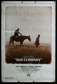 t141 BAD COMPANY Forty by Sixty movie poster '72 Jeff Bridges, western!