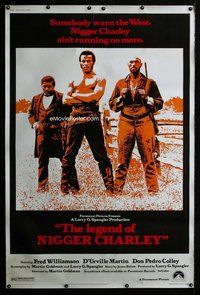 t169 LEGEND OF NIGGER CHARLEY Forty by Sixty movie poster '72 Slave to Outlaw!