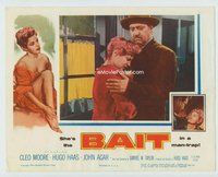 w217 BAIT movie lobby card '54 sexy bad girl Cleo Moore comforted!