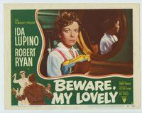 w296 BEWARE MY LOVELY movie lobby card #6 '52 Ida Lupino close up!