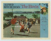 w026 BIRDS movie lobby card #4 '63 entire town flees bird attack!