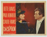 w323 DECEPTION movie lobby card #3 '46 Bette Davis & Rains close up!
