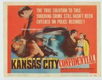 w113 KANSAS CITY CONFIDENTIAL movie title lobby card '52 film noir!
