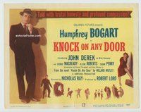 w115 KNOCK ON ANY DOOR movie title lobby card '49 Bogart, Nicholas Ray
