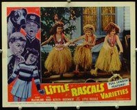 w423 LITTLE RASCALS VARIETIES movie lobby card #2 '59 cute hula girls!