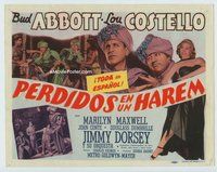 w125 LOST IN A HAREM Spanish/U.S. movie title lobby card '44 Abbott & Costello!