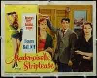w242 MADEMOISELLE STRIPTEASE movie lobby card #4 '57 Brigitte Bardot