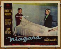 w479 NIAGARA movie lobby card #6 '53 Marilyn Monroe in morgue!