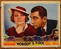 w488 NOBODY'S FOOL movie lobby card '36 Glenda Farrell, E.E. Horton