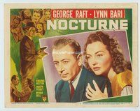 w489 NOCTURNE movie lobby card #3 '46 George Raft & Lynn Bari c/u!