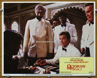 w495 OCTOPUSSY movie lobby card #5 '83 Roger Moore plays backgammon!